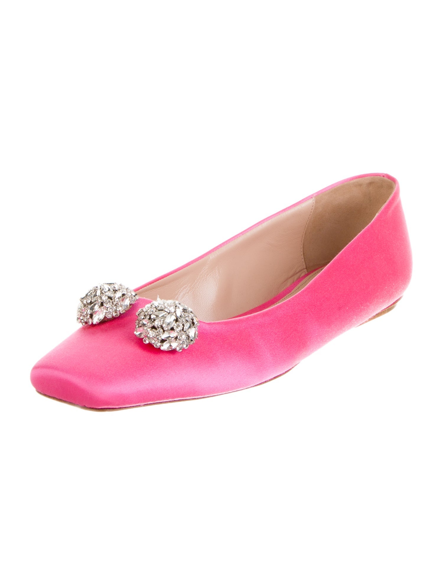 Giambattista Valli Satin Crystal Embellishments Ballet Flats